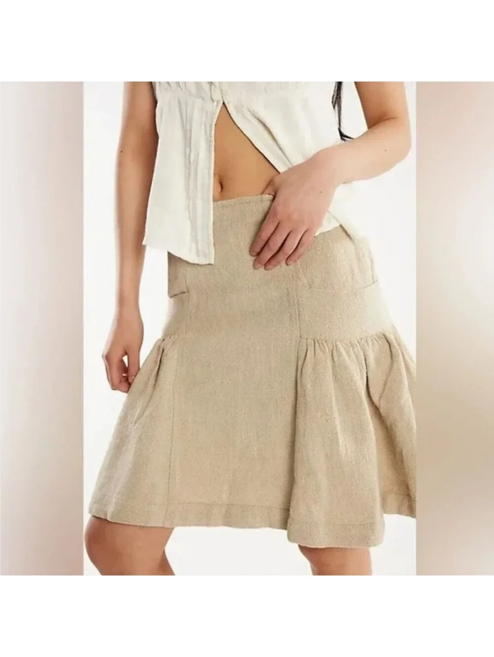Free People Stansbury Midi Skirt in the Natural Combo colorway Size 14 #1303